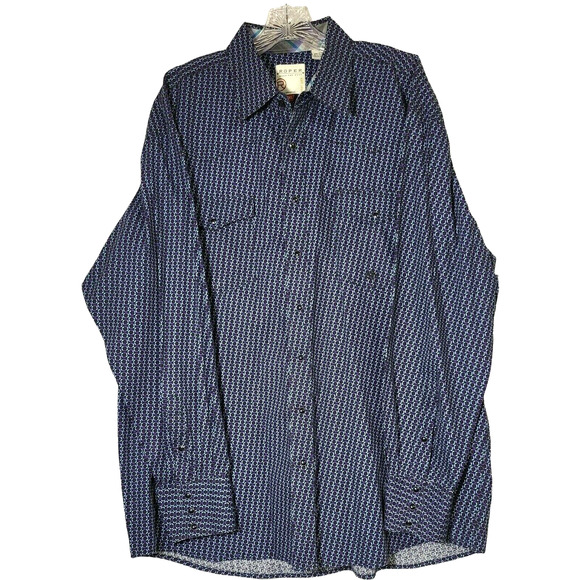Roper Pearl Snap Button Up Shirt Geo Print Purple Blue Men XL Cowboy Rodeo - Picture 1 of 7